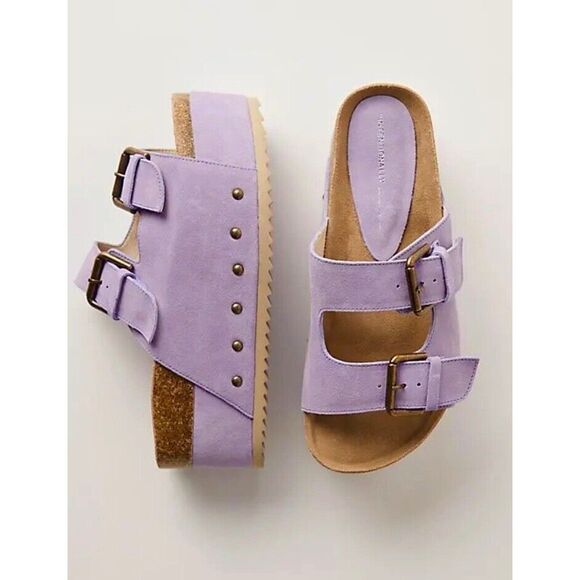 Free People/Intentionally Blank Rule Breaker Sandal Lavender Suede-Purple - Picture 1 of 7